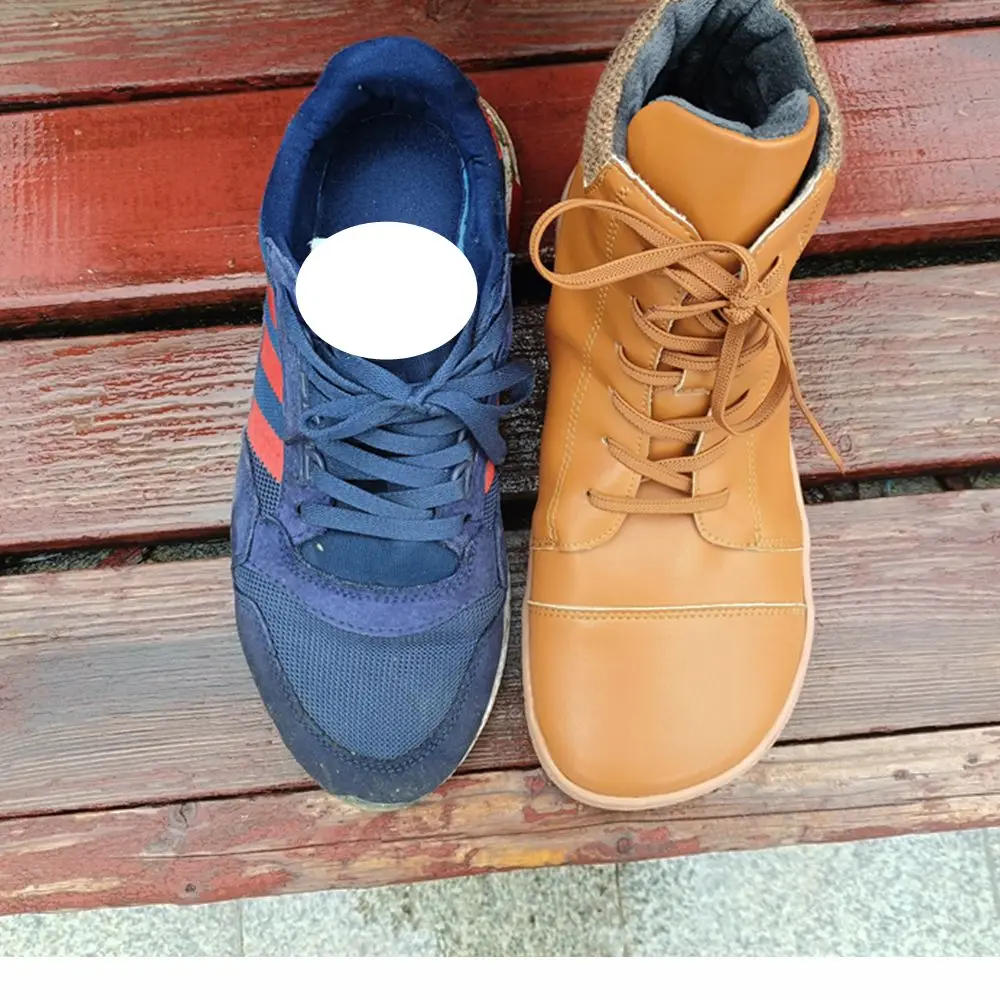 Кожаные ботинки босиком с шерстяной подкладкой внутри для женщин и мужчин - Фотография_5