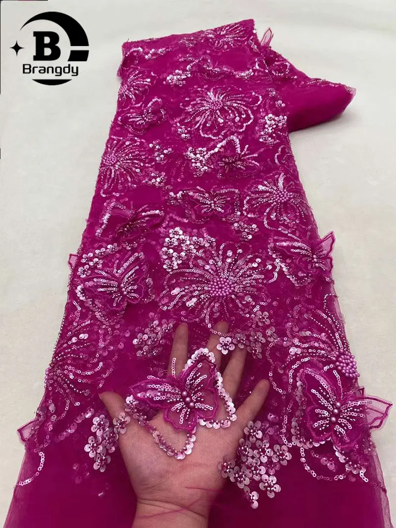 Новейшая африканская кружевная ткань с бисером - Фотография_2