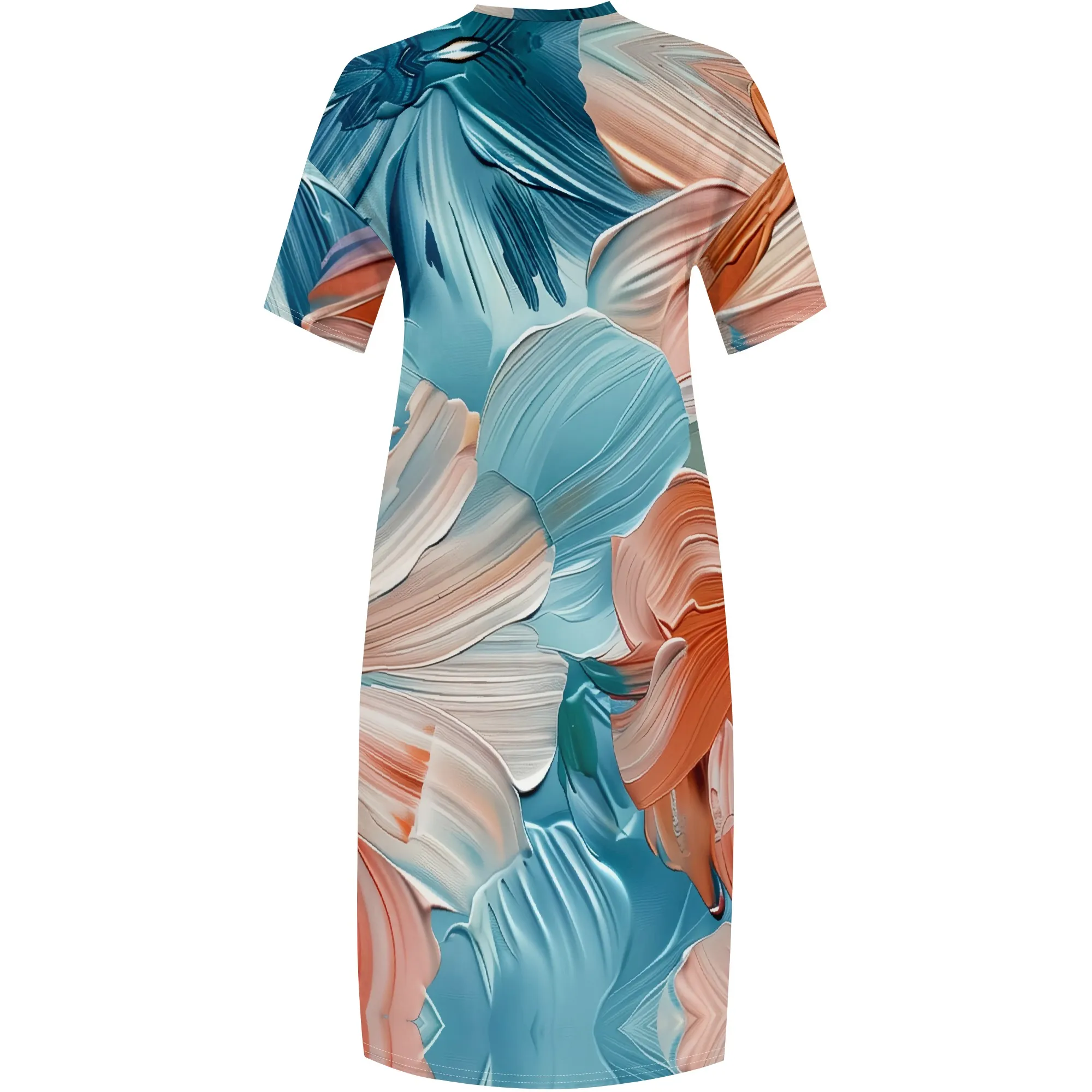 Plus size abstract brushstroke v-neck maxi dress 2025 new arrival - Фотография_4
