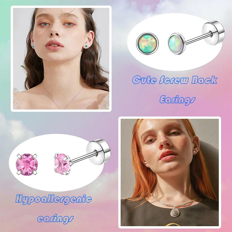 Серьги-гвоздики из нержавеющей стали с сердечком и луной - Фотография_4