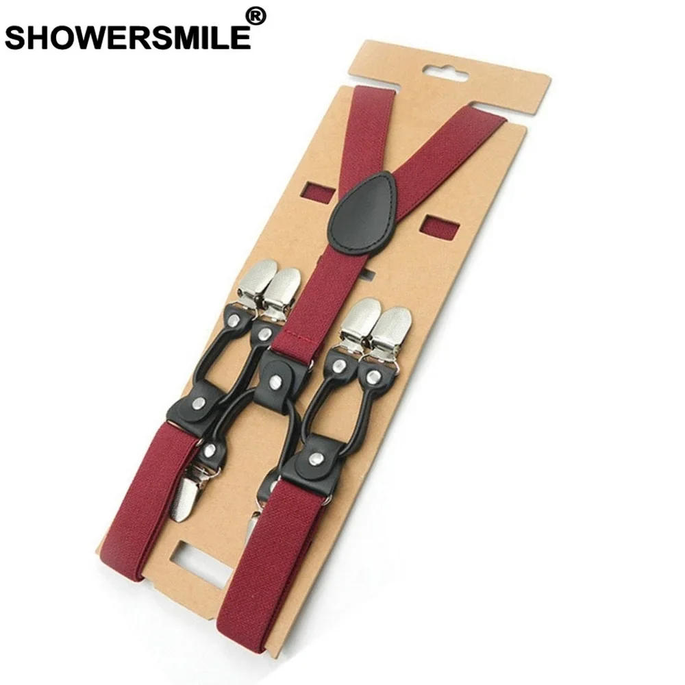 Showersmile бордовые подтяжки для мужчин и женщин