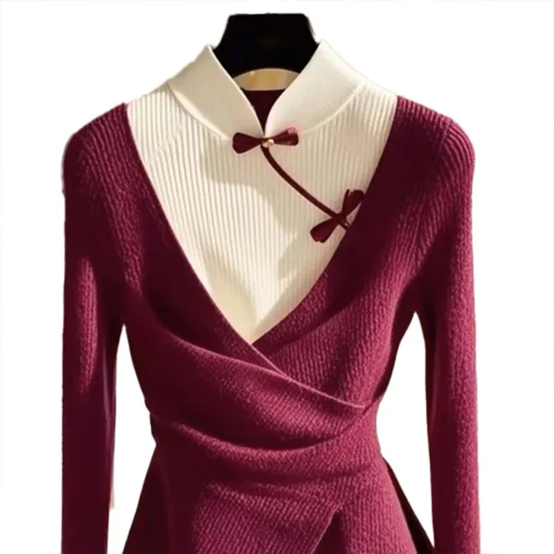 Осень-зима, новые винтажные шикарные пуловеры на пуговицах - Фотография_5