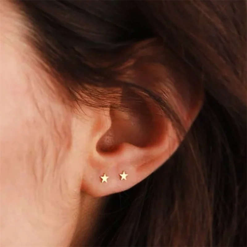 Серьги-гвоздики со звездами из 14-каратного золота - Фотография_6