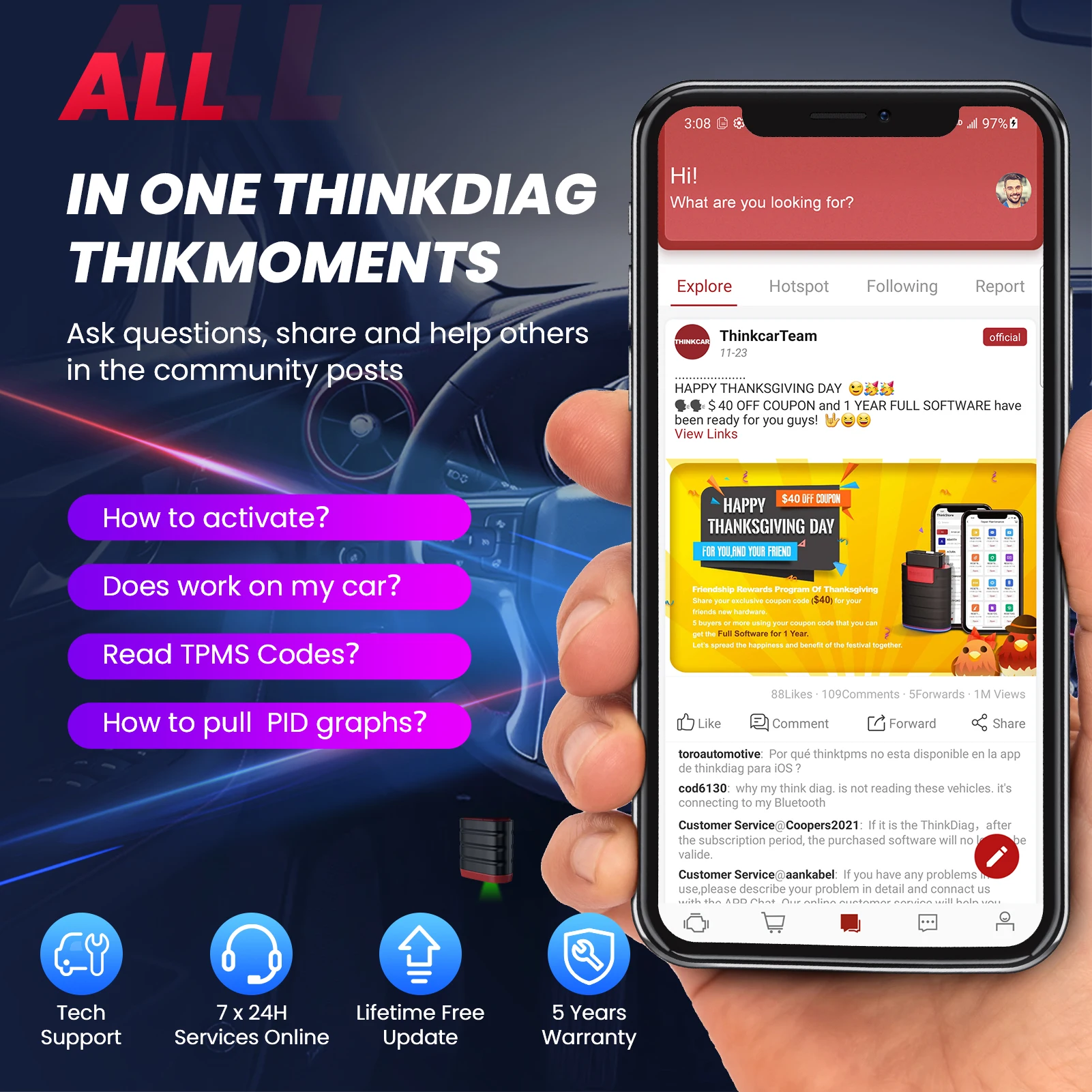 Thinkcar thinkdiag mini авто obd2 - Фотография_5