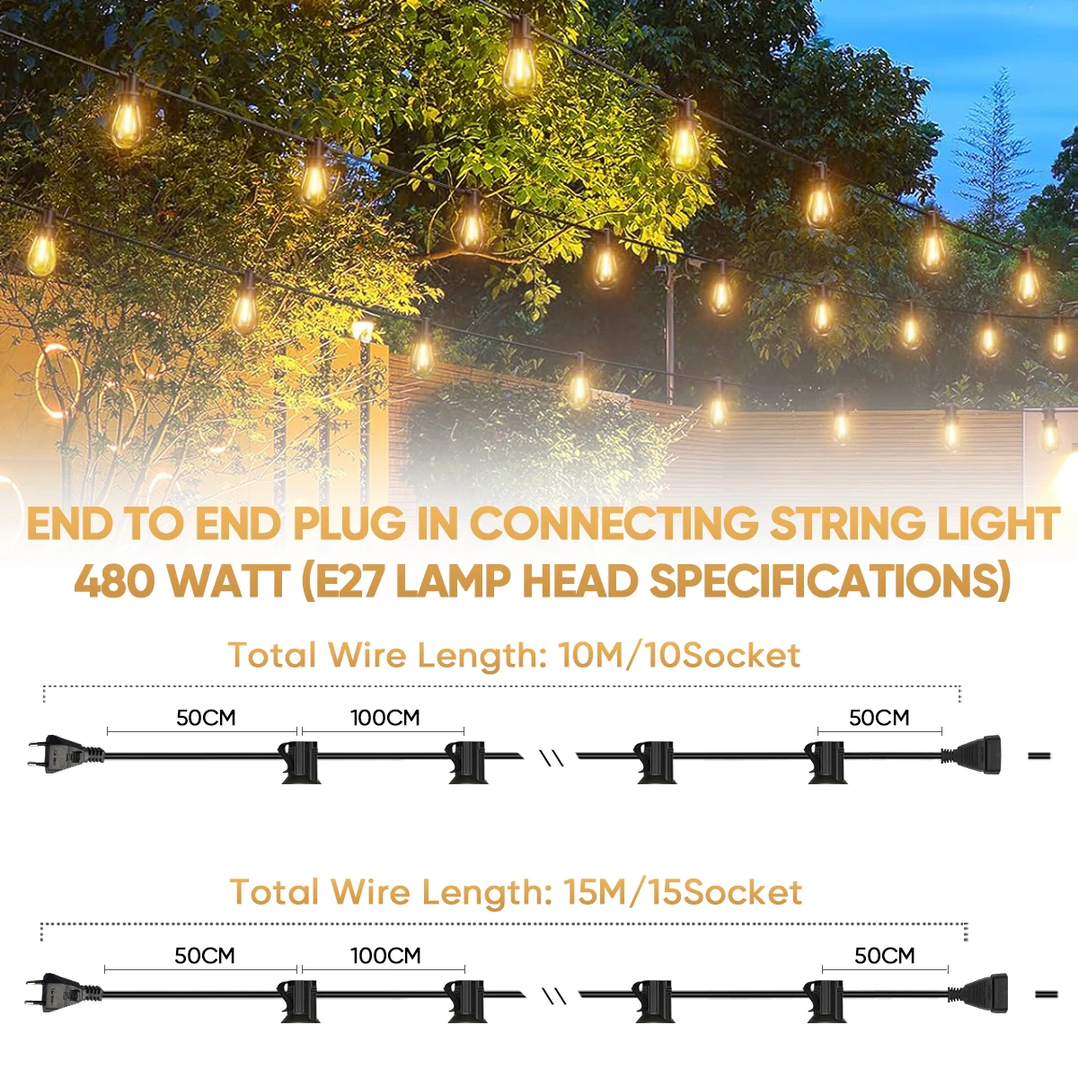 E27 light strand e26 кабель для наружного освещения - Фотография_3