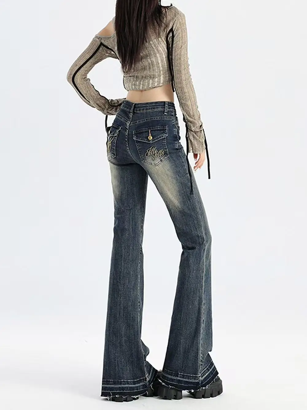 Американские джинсы high street spicy girls с низкой талией - Фотография_2