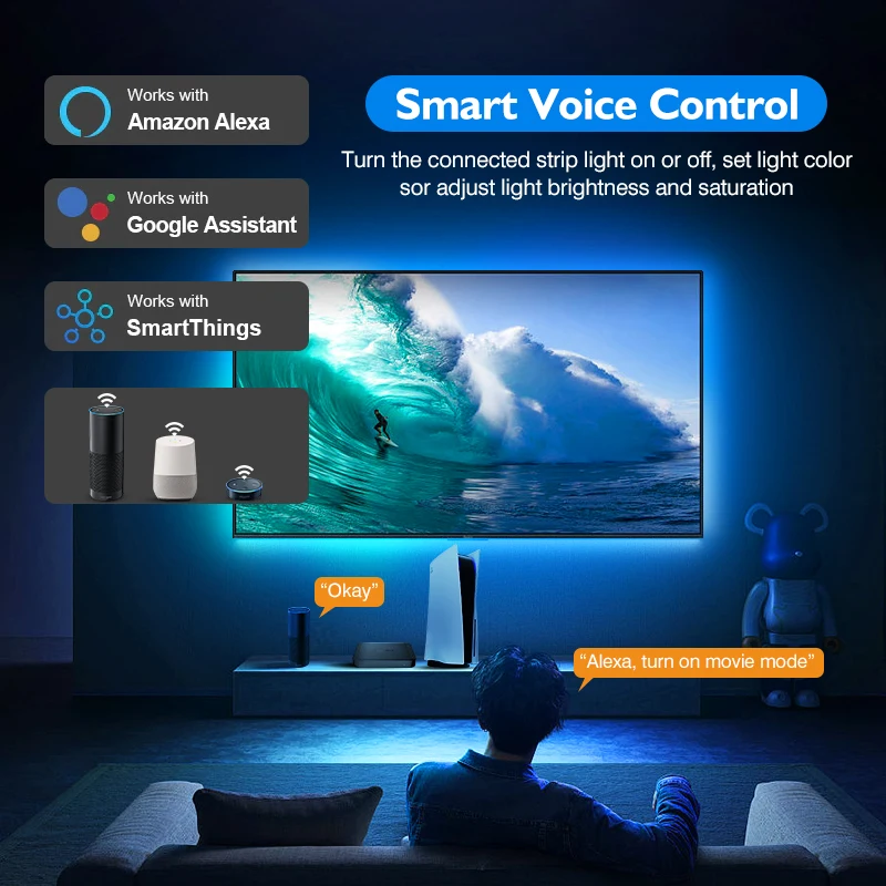 Ambient tv pc подсветка smart wi-fi светодиодная лента для hdmi 2 - Фотография_3
