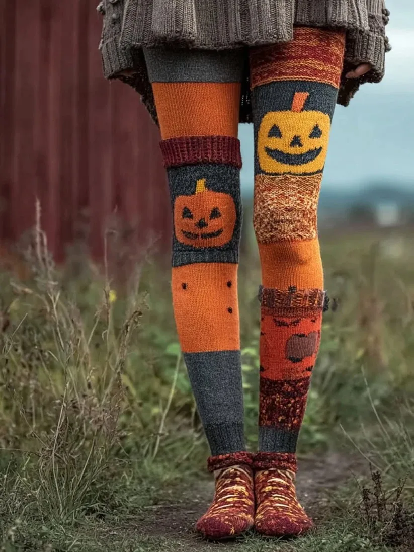 Женские леггинсы со скелетом на хэллоуин - Фотография_3