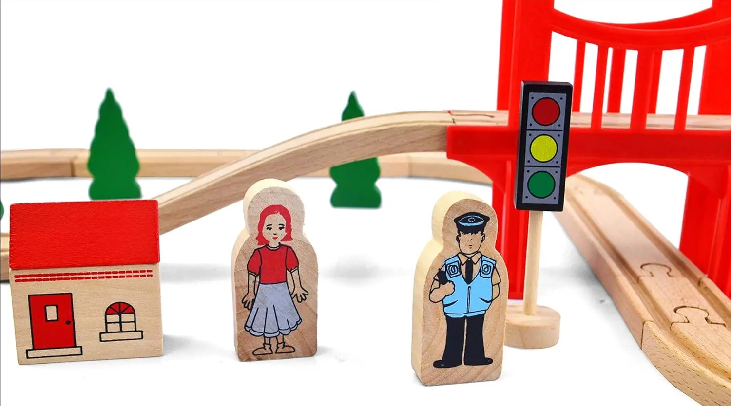 Деревянный набор поездов — 39-детальянские деревянные дорожки для детей - Фотография_5