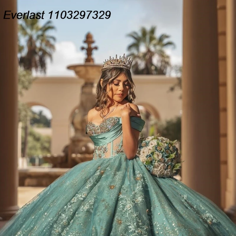 Evlast индивидуальное зеленое платье quinceanera - Фотография_3