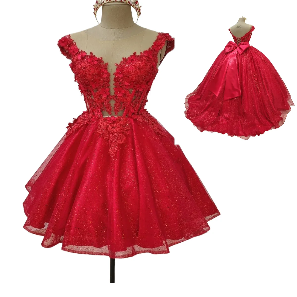 Великолепное красное платье quinceañera