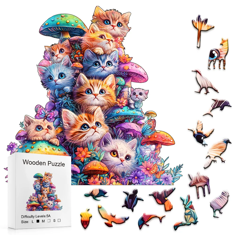 Деревянный пазл для взрослых challenge — забавный дизайн кота - Фотография_2
