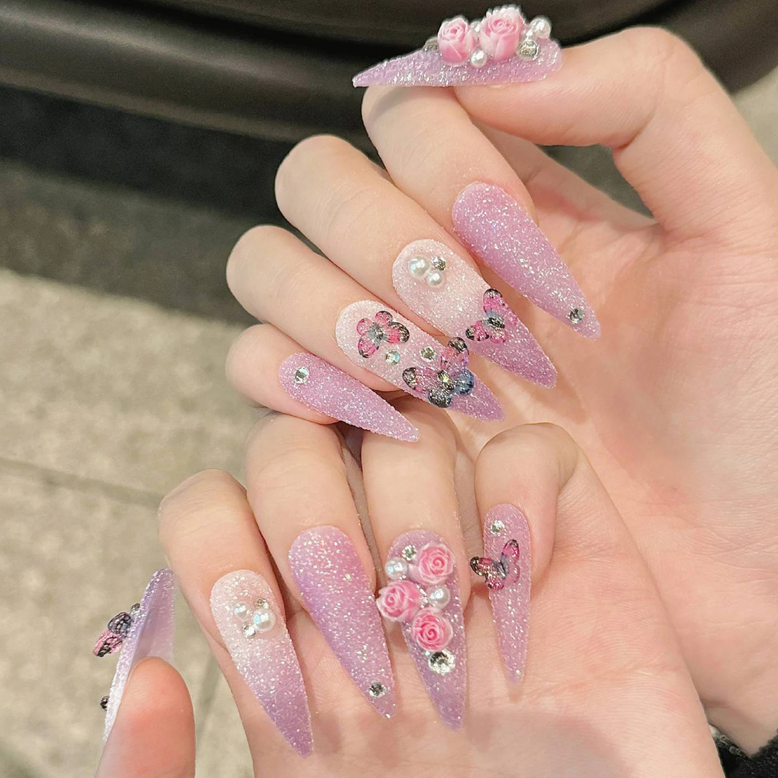 Длинные накладные ногти ручной работы на шпильке - Фотография_3