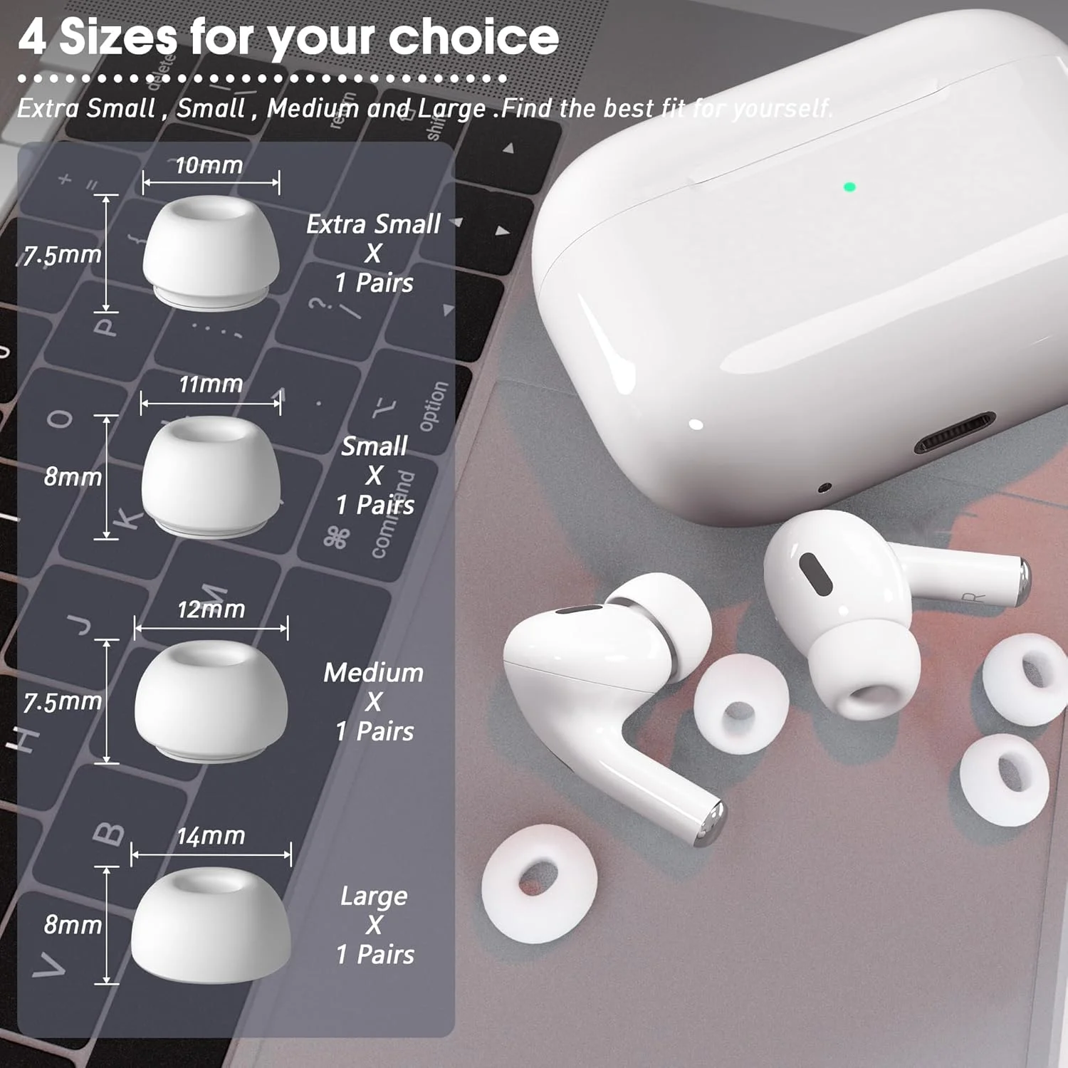 Kutou, 4 пары жидких силиконовых насадок для airpods pro 1 2 - Фотография_2