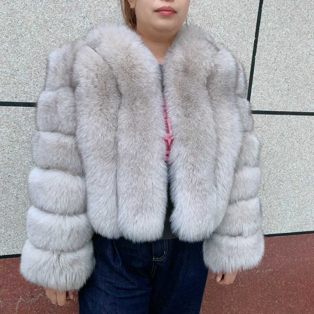 Женская шуба, вертикальная куртка из натуральной лисьей кожи - Фотография_3