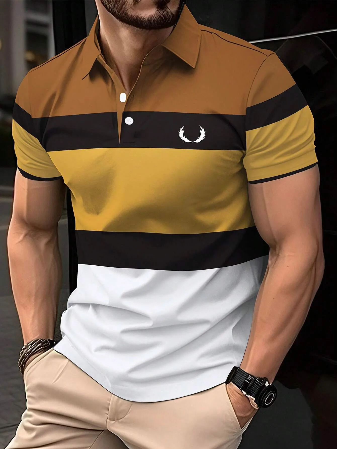 Года, мужская летняя короткая одежда с рукавами и лацканами - Фотография_4