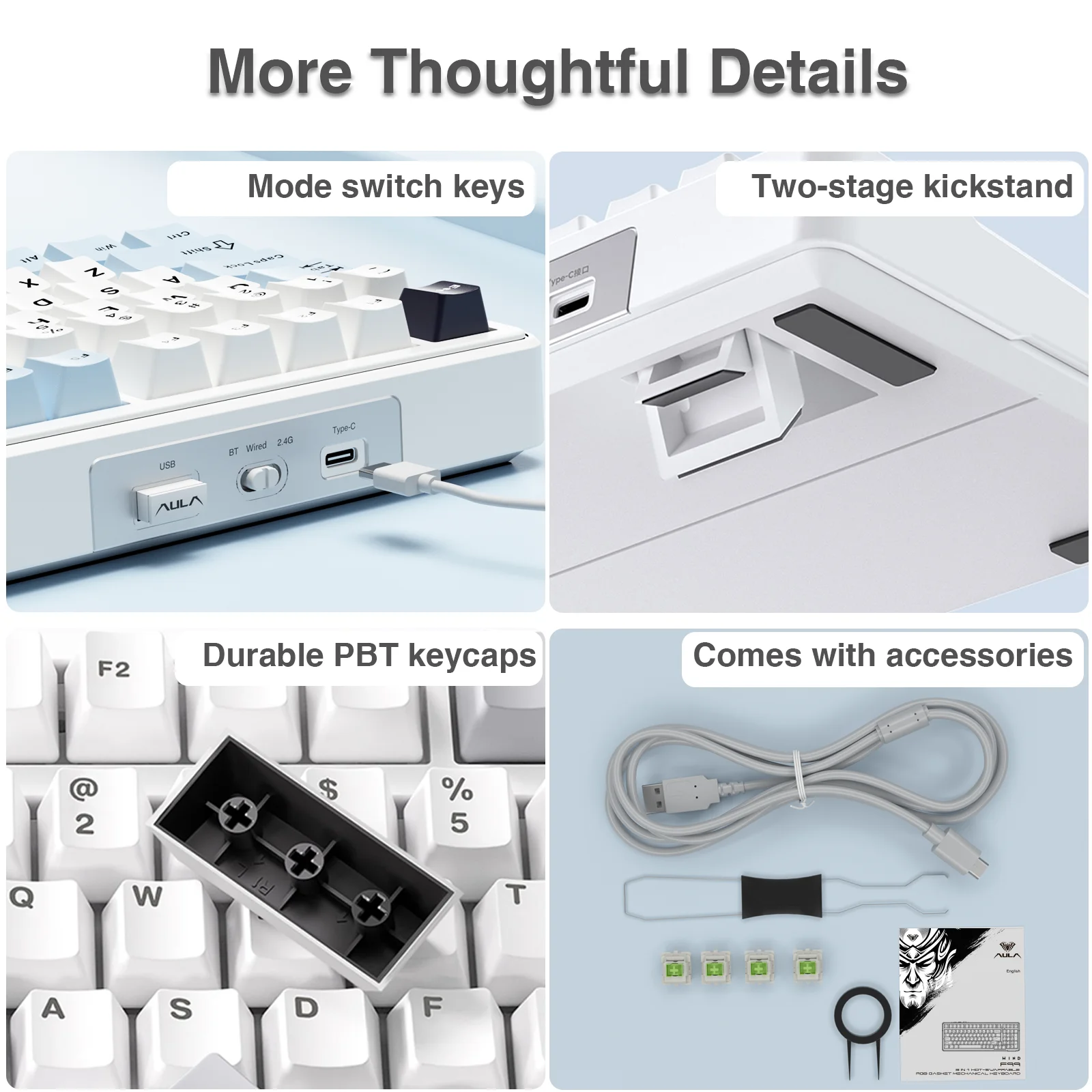 Машиностроительная клавиатура aula f99 bluetooth 5 - Фотография_6