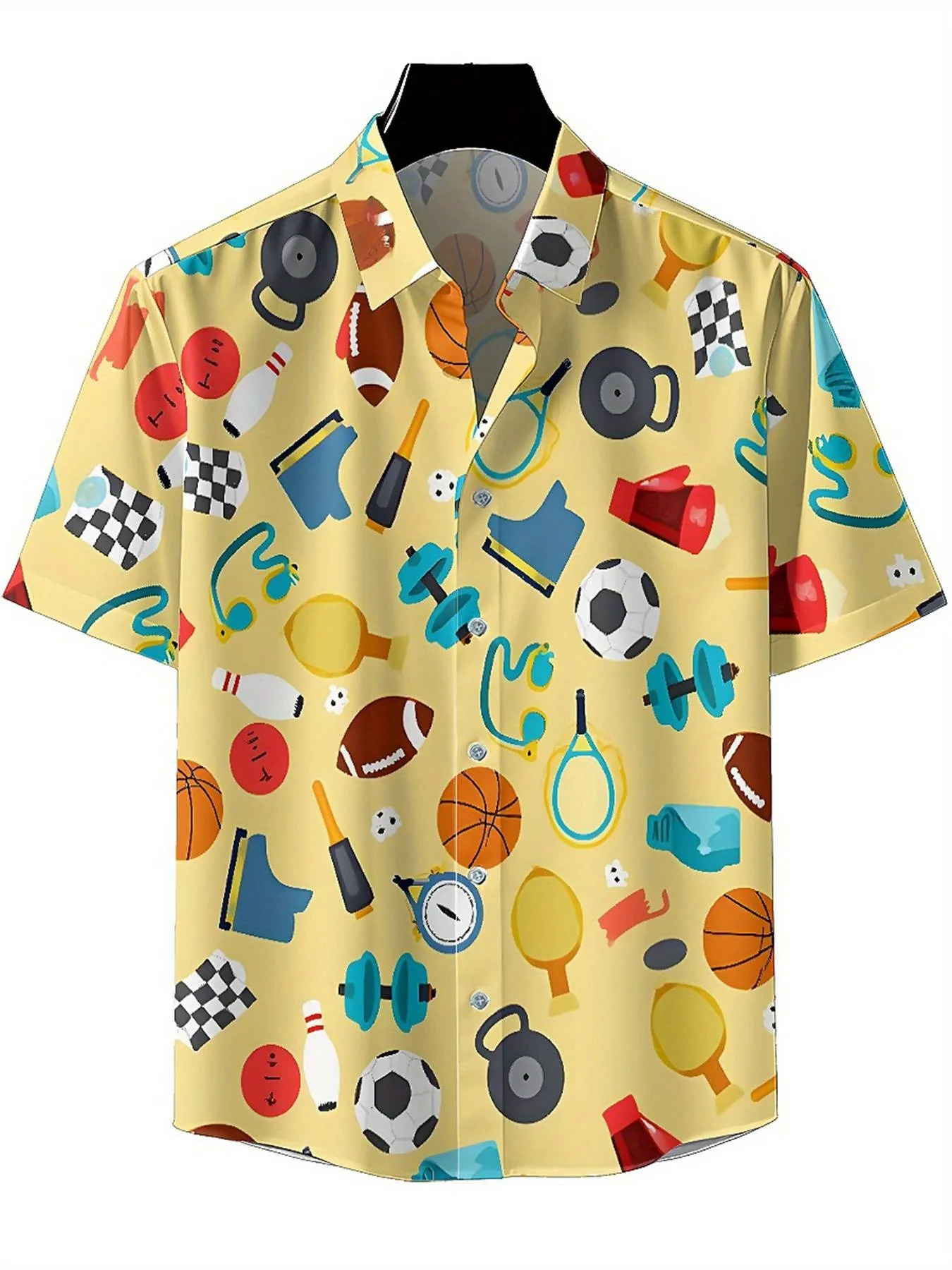 Мужские гавайские рубашки больших размеров с рисунком спорта и фитнеса - Фотография_2