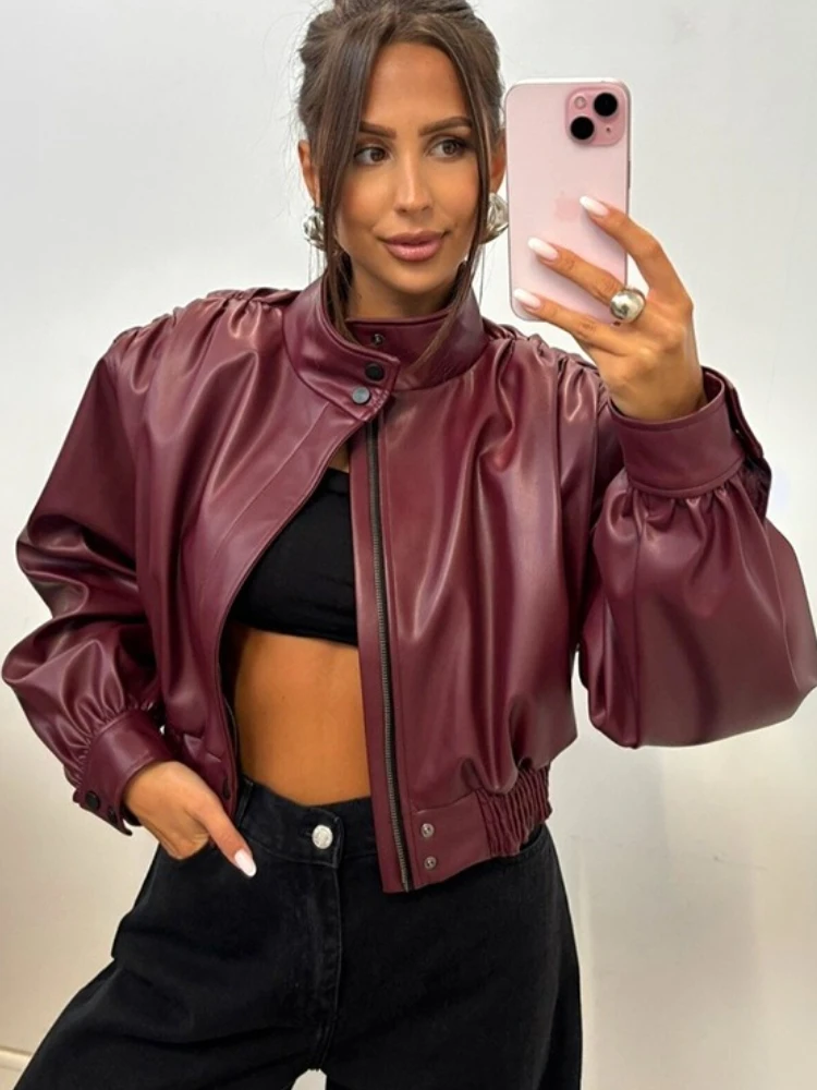 Tossy модные короткие куртки из искусственной кожи с воротником-стойкой - Фотография_3