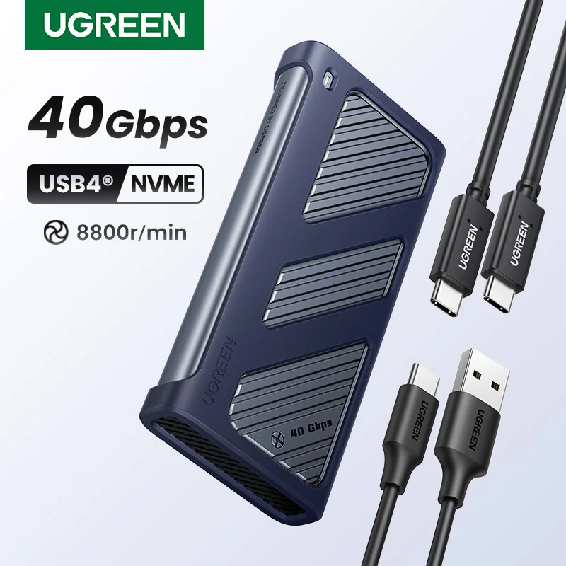 Корпус ugreen 40 гбит/с m.2 nvme с охлаждающим вентилятором