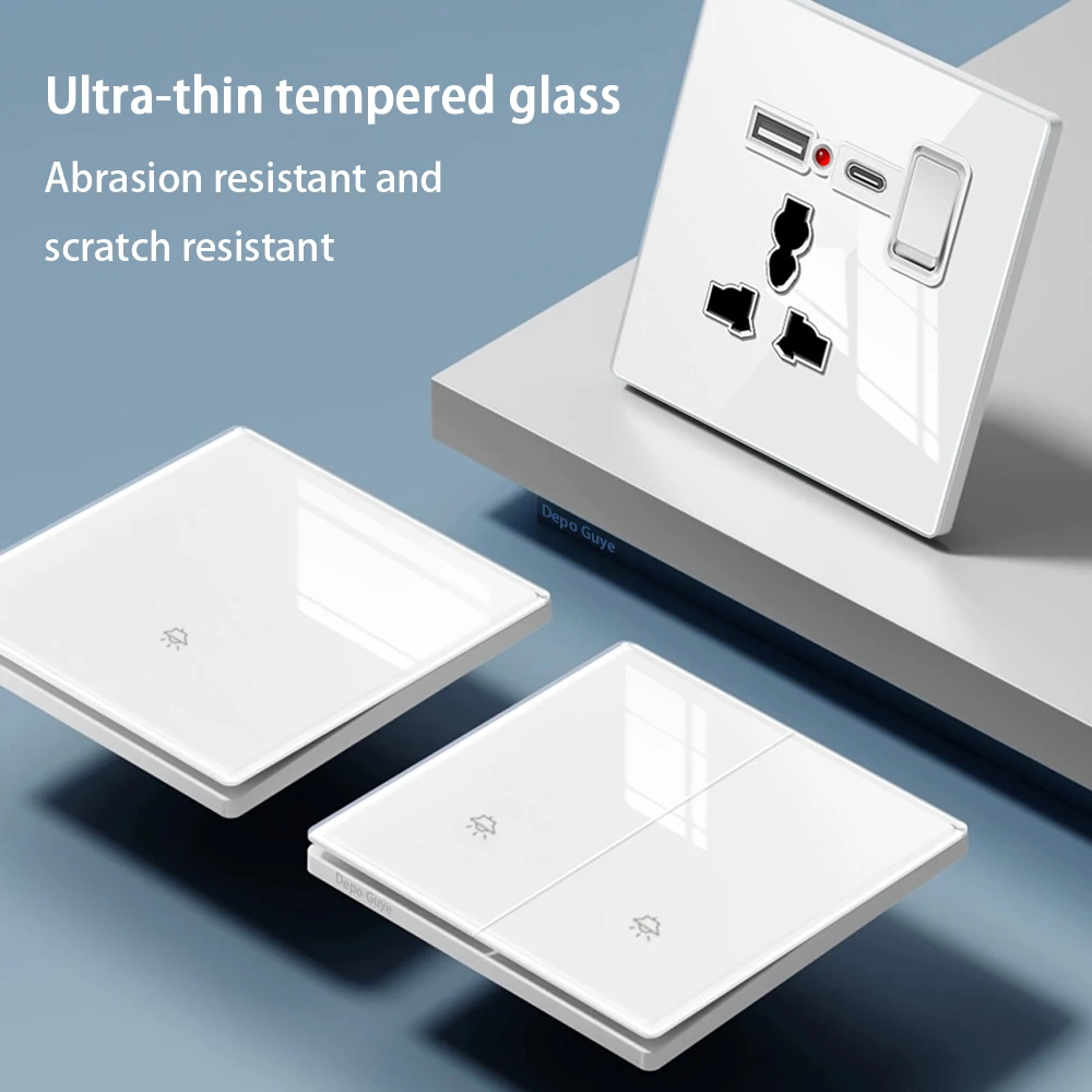 Белый стеклянный настенный кнопочный