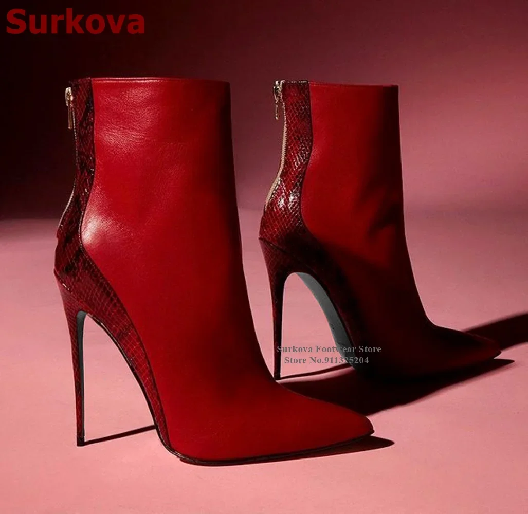 Surkova красные замшевые ботильоны