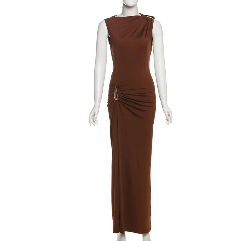 Модное коричневое женское платье для выпускного вечера - Фотография_3