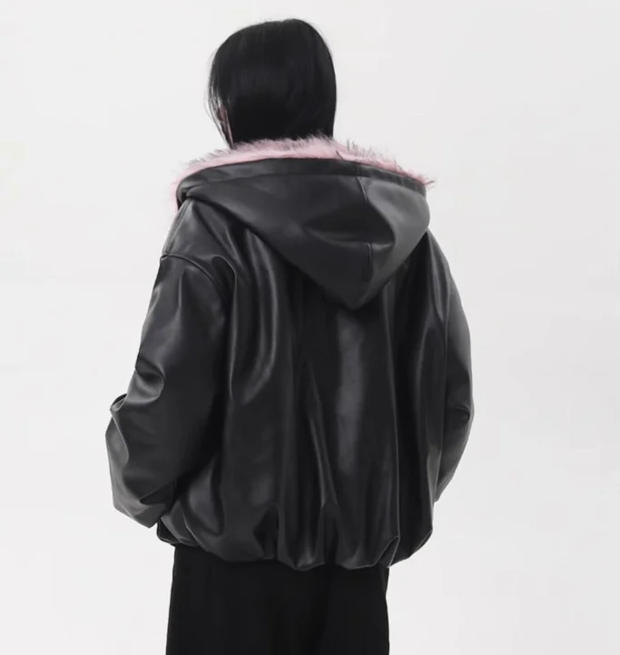 Корейские парки с капюшоном из искусственного меха y2k - Фотография_4