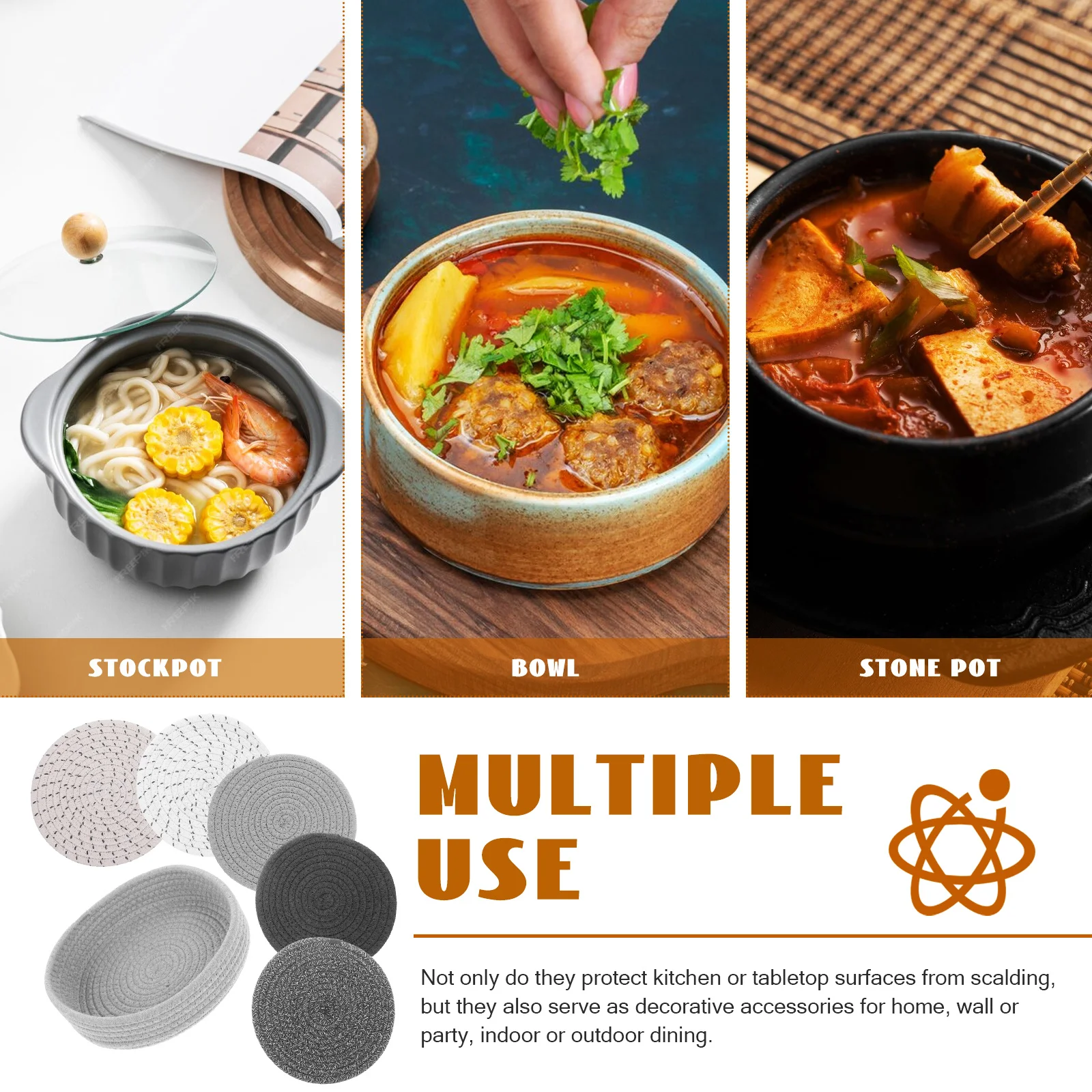 1 комплект, круглые тканые подставки для столовых приборов - Фотография_4