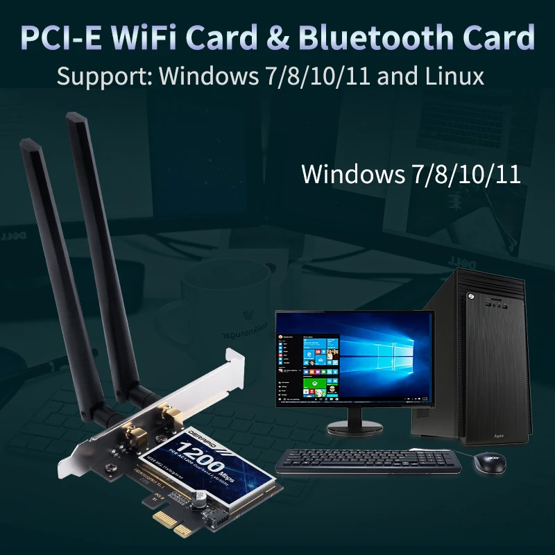 Беспроводной адаптер wifi 5 ac1200 pci-e сетевой адаптер bt 4 - Фотография_6