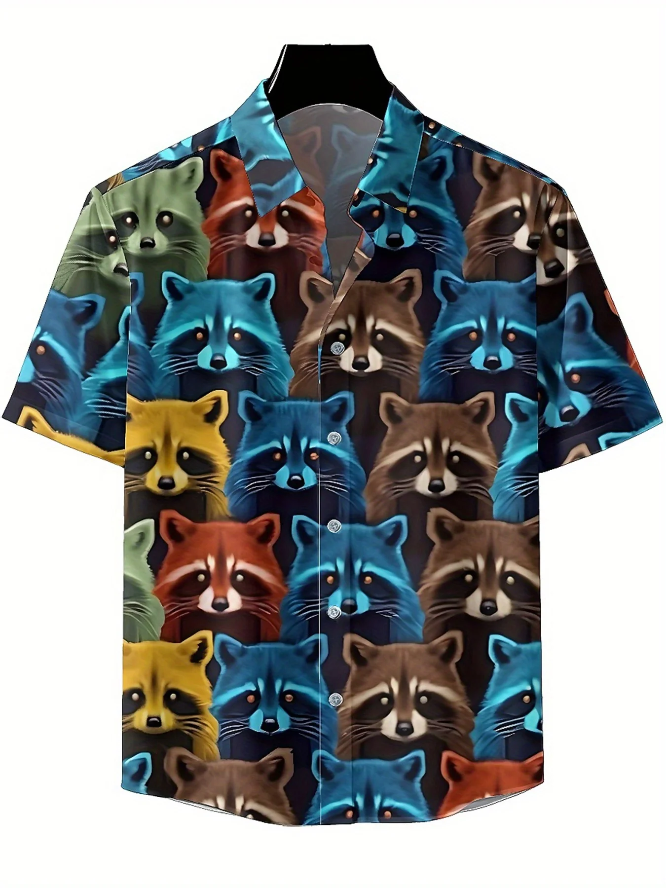 Мужские гавайские рубашки больших размеров. цветной узор енота - Фотография_2