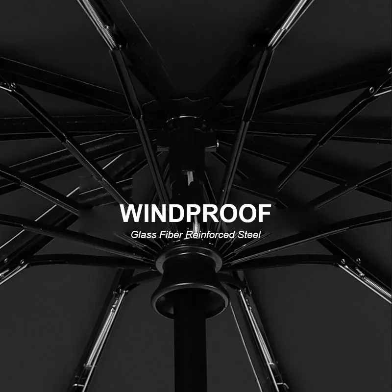 Большой 24-костный однотонный автоматический зонт - Фотография_3