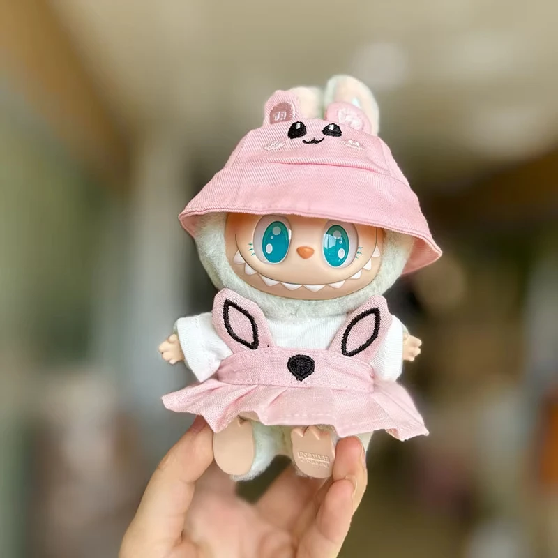 Милое мини-плюшевое кукольное платье со шляпой 17 см labubu i ii idol - Фотография_3