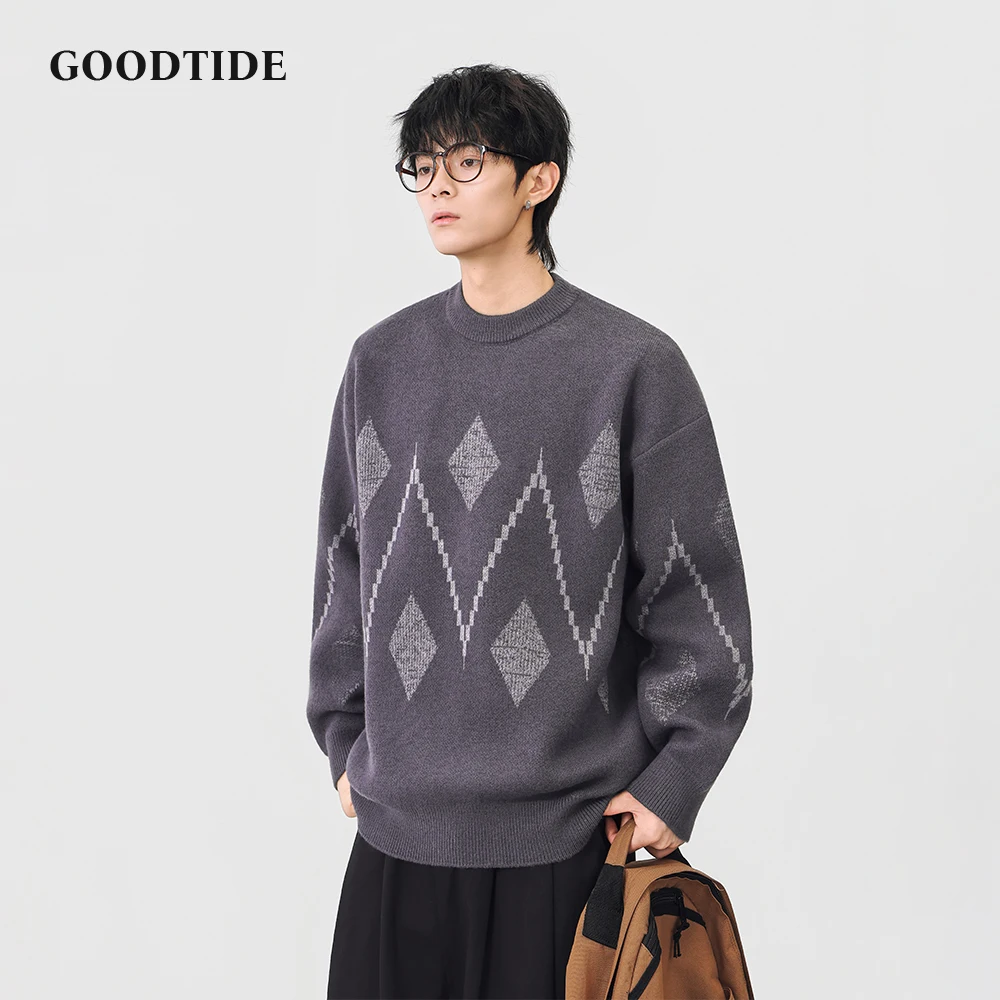 Модный мужской повседневный свитер с круглым вырезом - Фотография_5