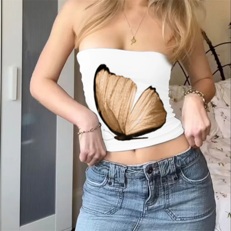 Летние топы-трубы для женщин с цветочным принтом и открытыми плечами - Фотография_6