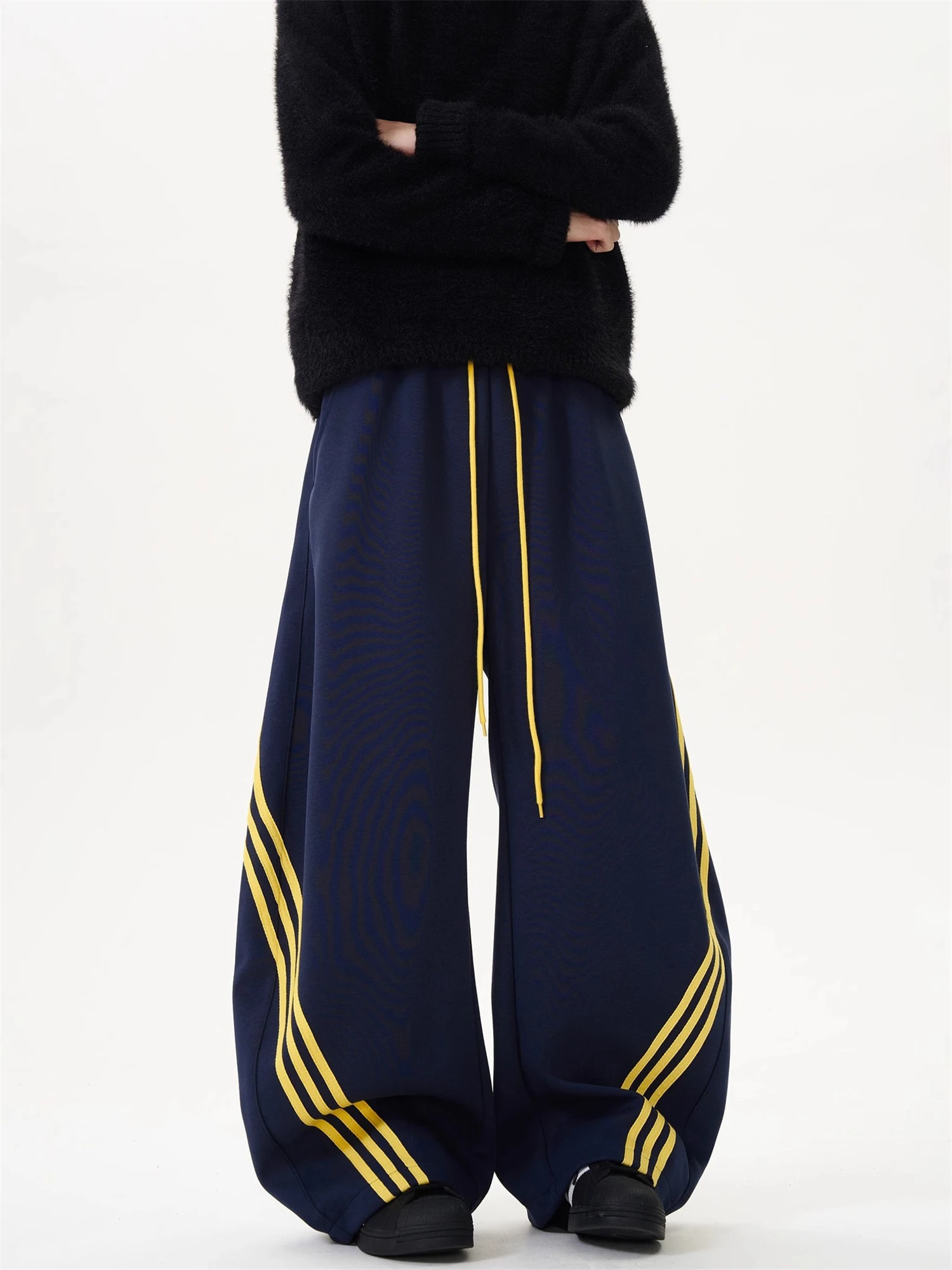 Y2k женские широкие спортивные штаны большого размера с боковыми полосками - Фотография_4