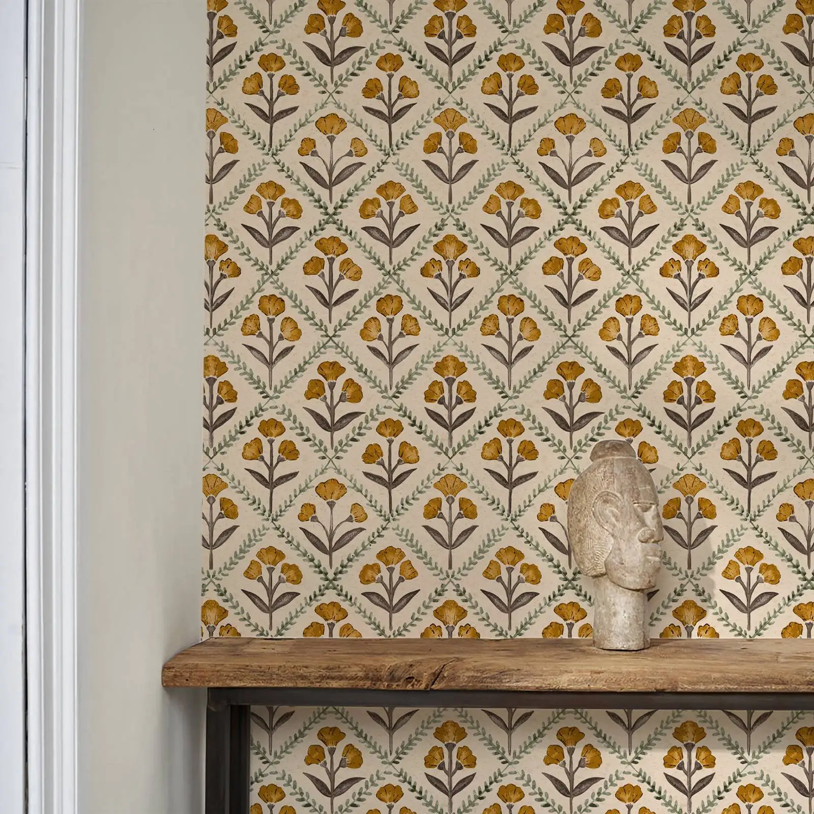 Желтые цветочные обои с большими цветами - Фотография_3