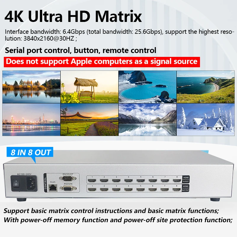 Матричный переключатель для hdmi1.4 8x8 8x16 4x4 16x16 4k 30 гц hdcp2.1 - Фотография_3