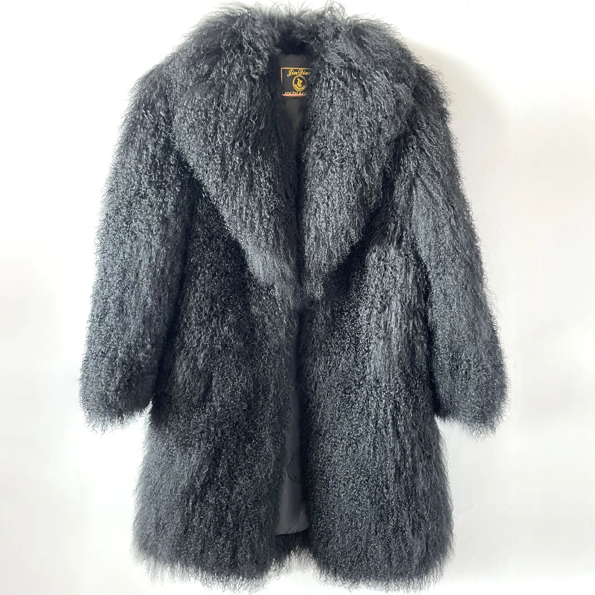 Длинная шуба из монгольского овечьего меха 100 см - Фотография_4