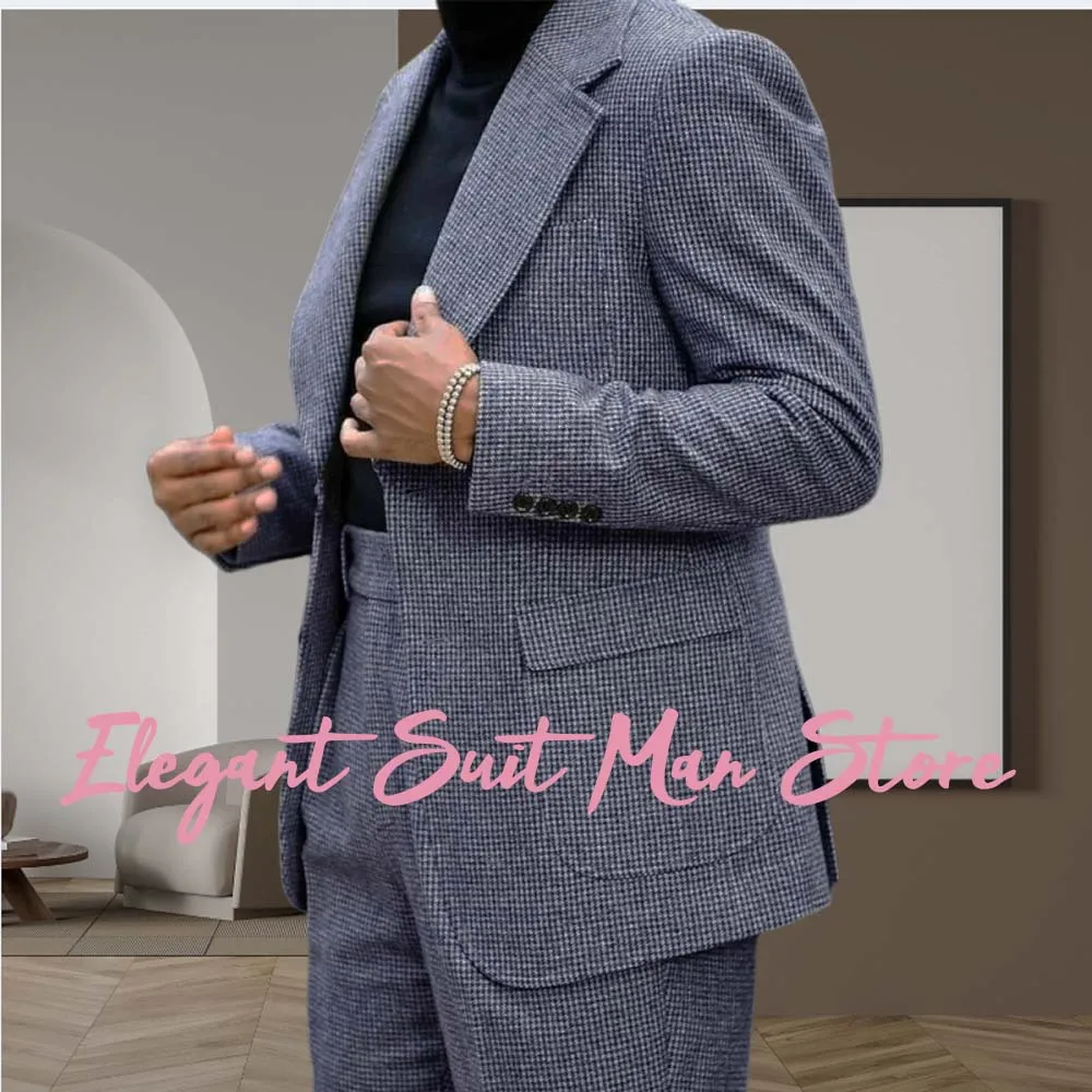 Черный, серый мужской костюм с узором «гусиные лапки» - Фотография_4