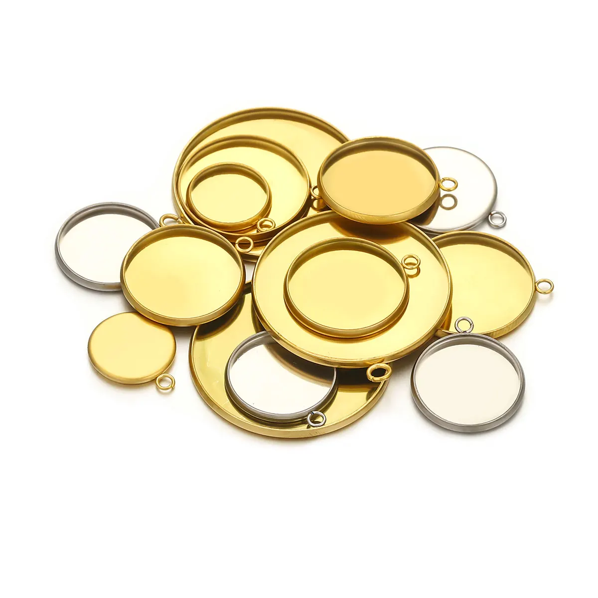 Золотая круглая пустая основа из нержавеющей стали - Фотография_4