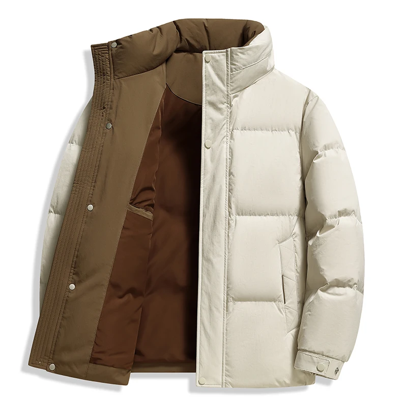 Высококачественные мужские повседневные куртки на белом утином пуху