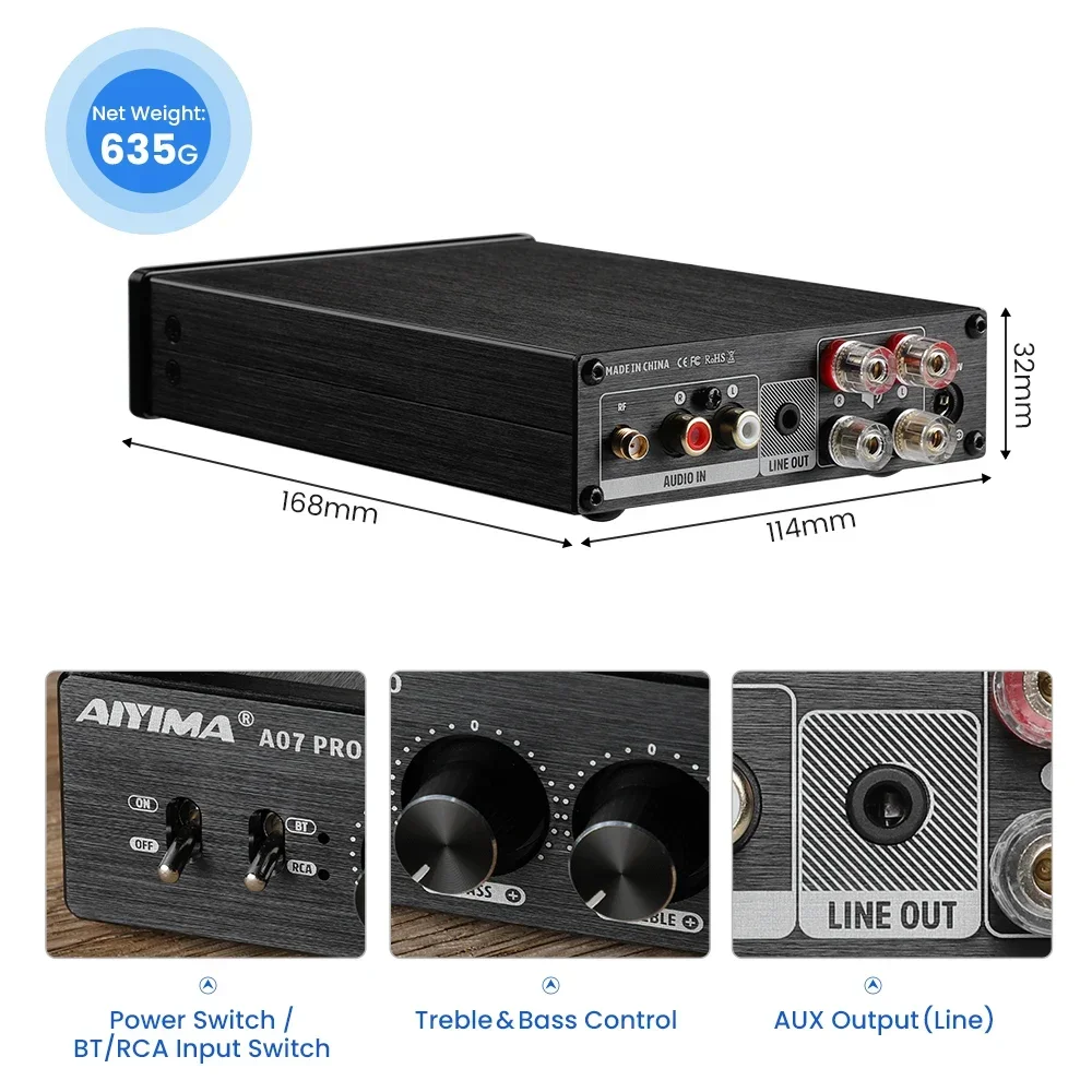 Aiyima a07 pro bluetooth-усилитель tpa3255 qcc304x стерео 2 - Фотография_4