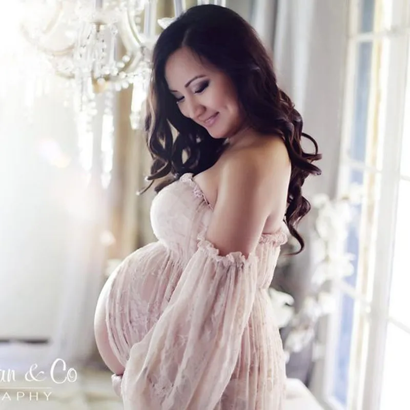 Макси-платья для фотосессии для беременных с открытыми плечами - Фотография_4