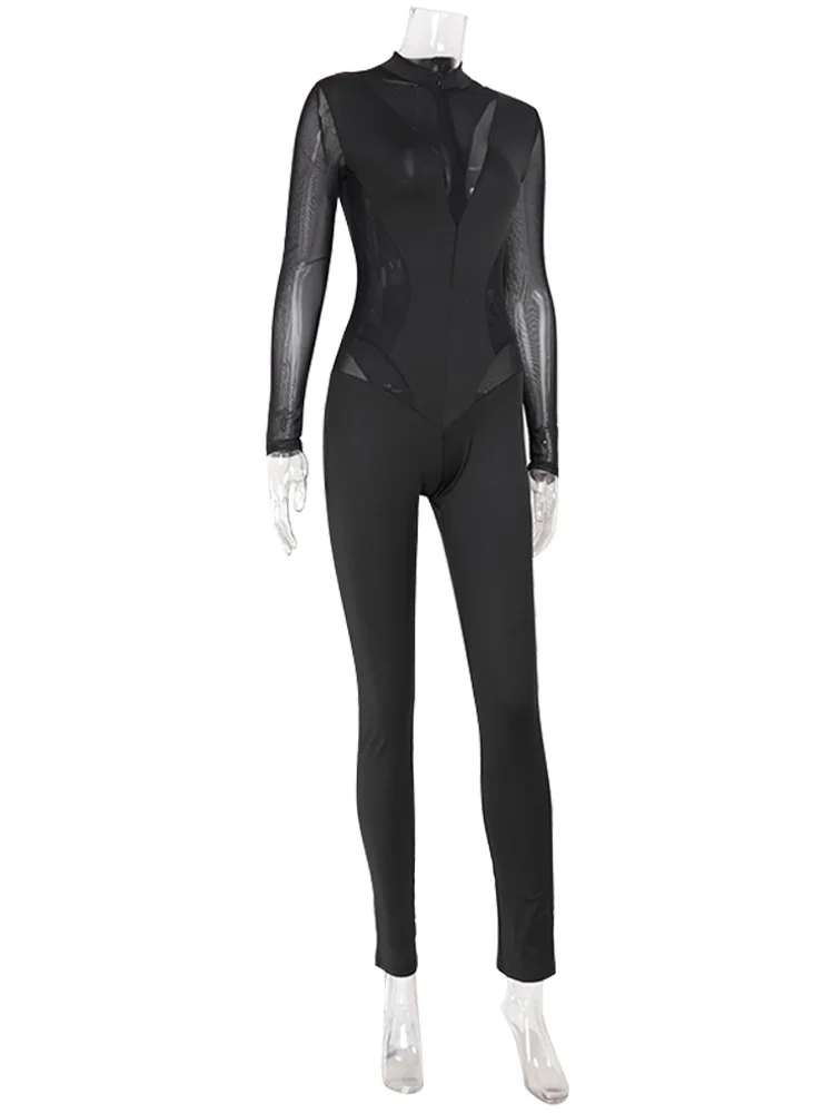 Ahagaga сексуальные клубные женские сетчатые комбинезоны в стиле пэчворк - Фотография_6