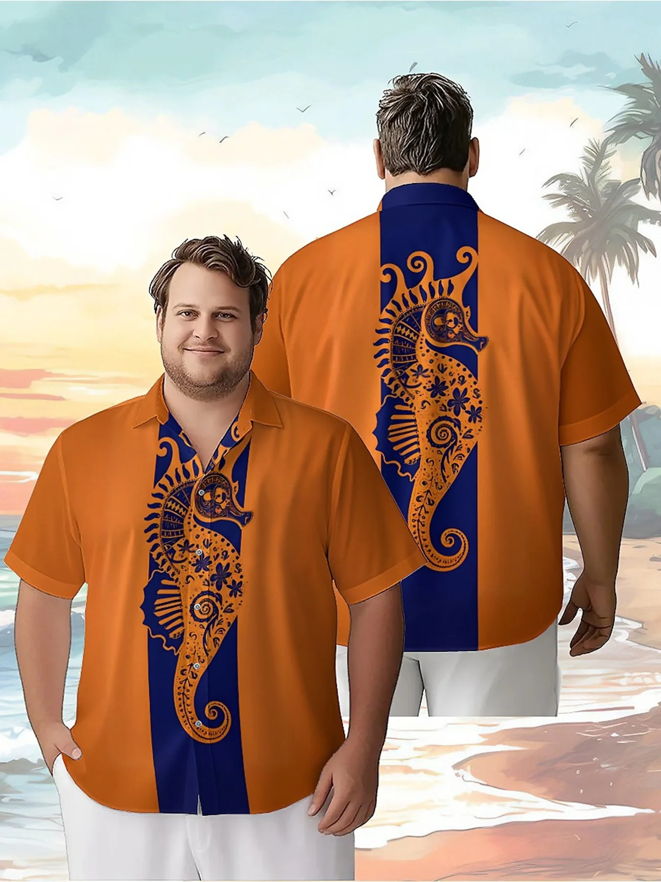 Мужские гавайские рубашки больших размеров с классическим узором