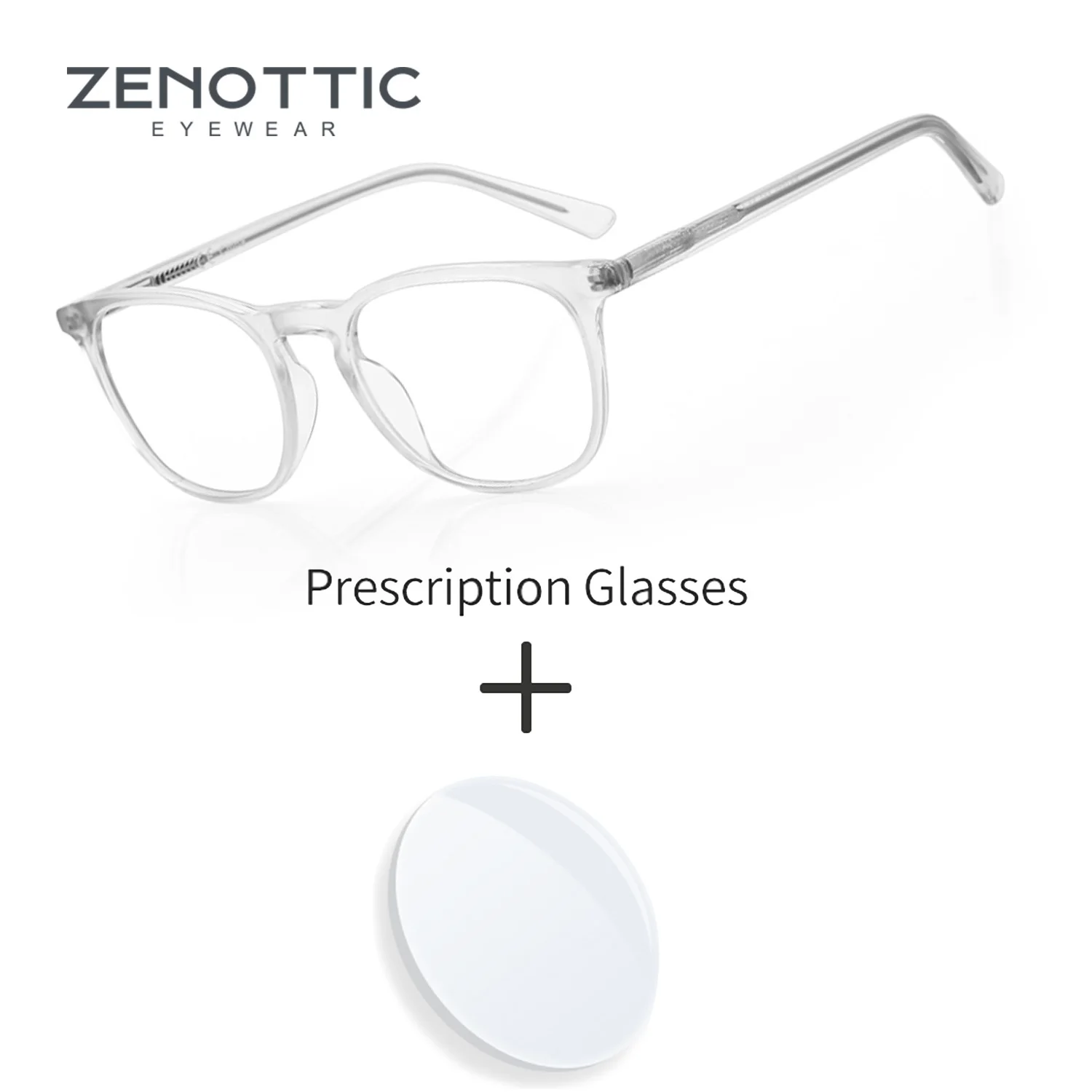 Zenottic ацетатные прозрачные квадратные очки ручной работы по рецепту