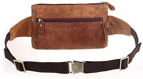 Унисекс коричневая поясная сумка из натуральной кожи - Фотография_6