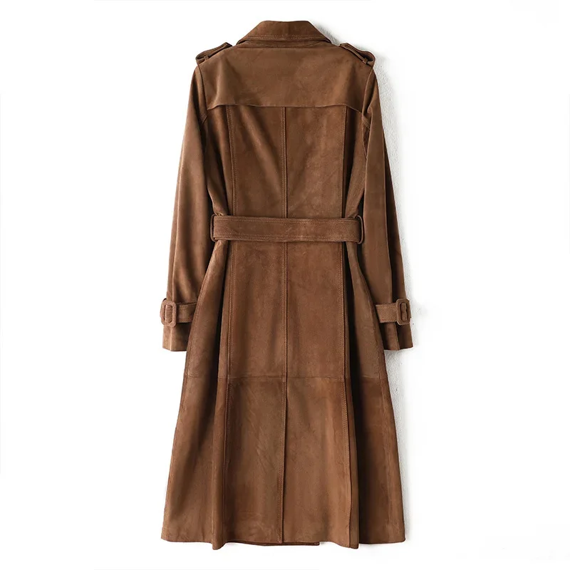 Женский длинный тренчкот с поясом - Фотография_3