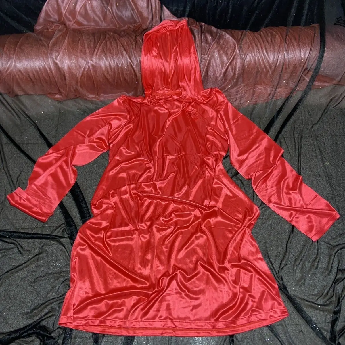 Glossy sexy men women satin hoodies - Фотография_5
